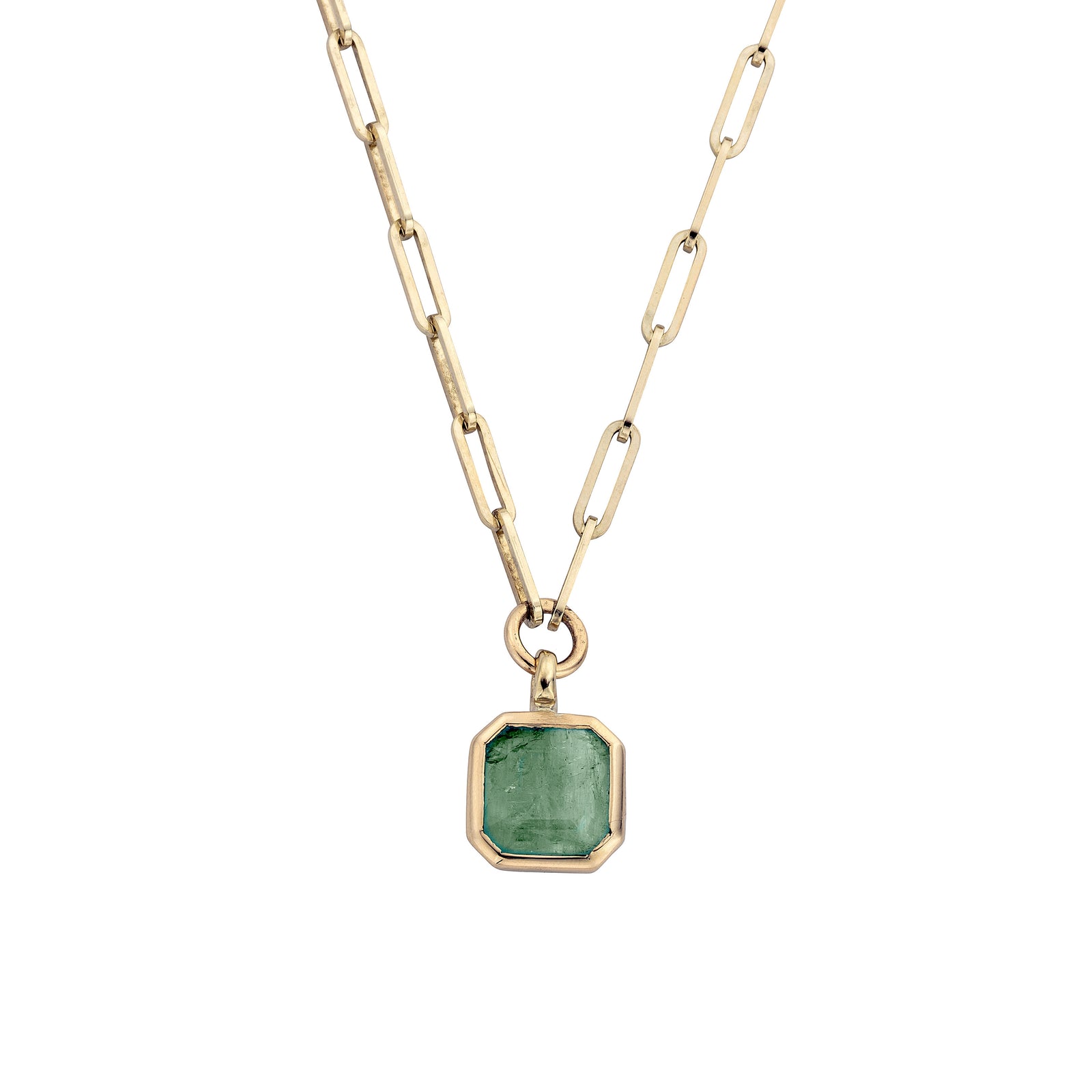 VIRIBUS Gold Emerald Trace Chain Necklace