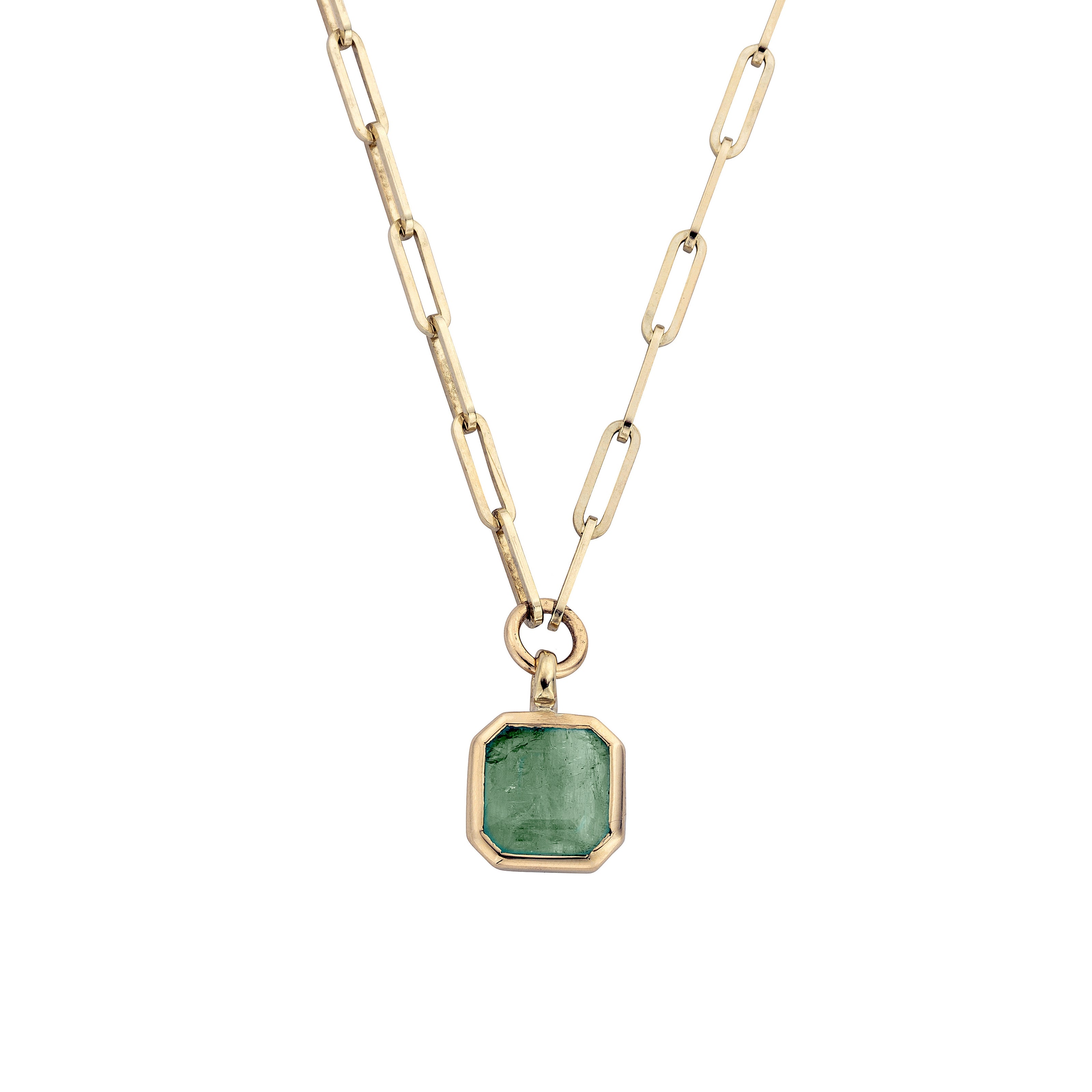 VIRIBUS Gold Emerald Trace Chain Necklace