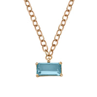 WATER OF THE SEA Gold Rectangle Aquamarine Necklace