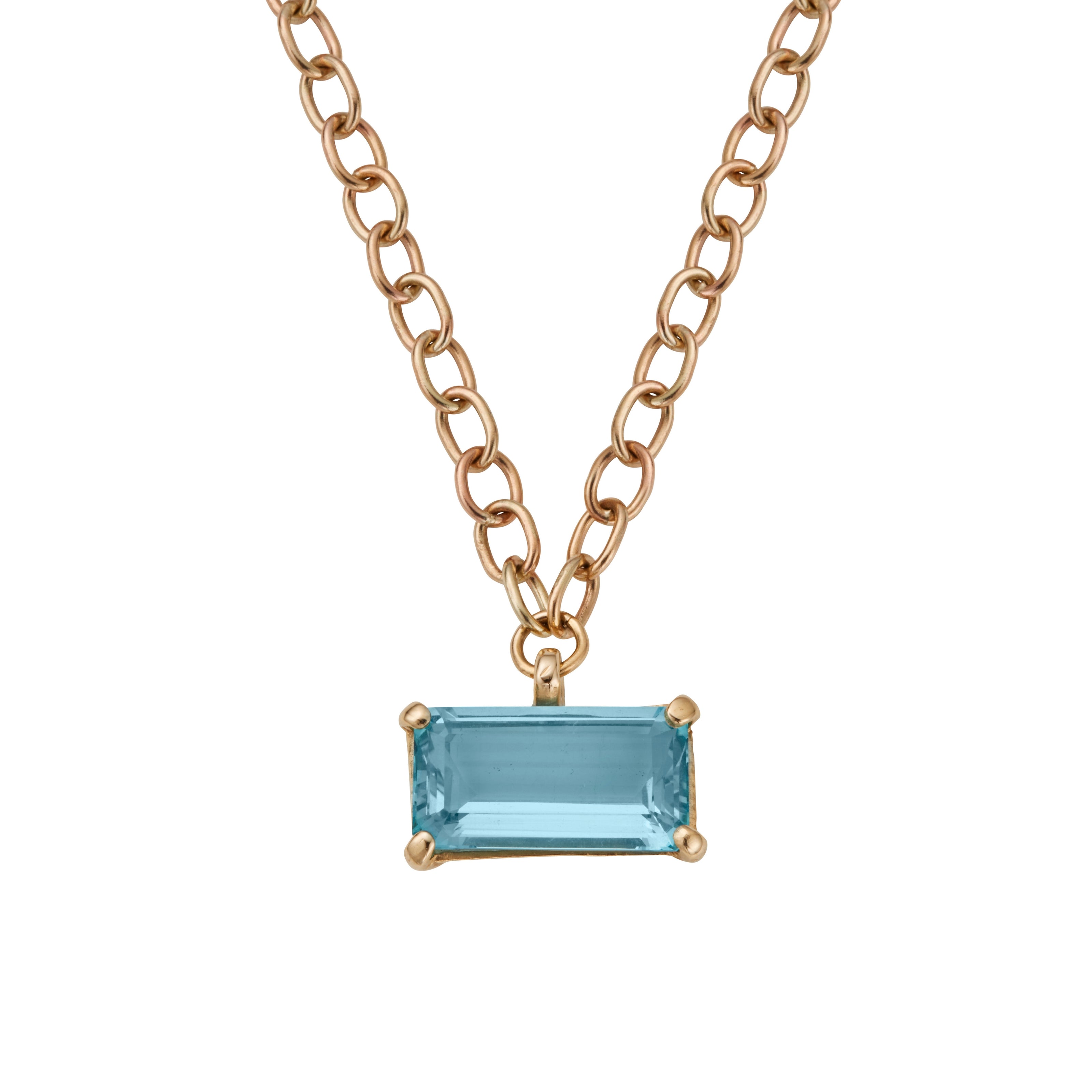 WATER OF THE SEA Gold Rectangle Aquamarine Necklace