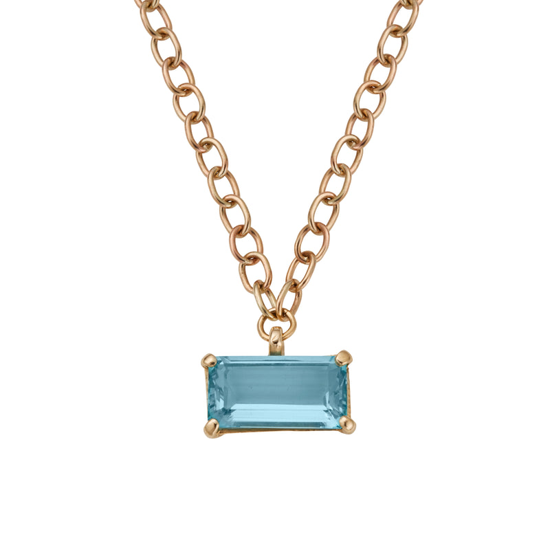 WATER OF THE SEA Gold Rectangle Aquamarine Necklace