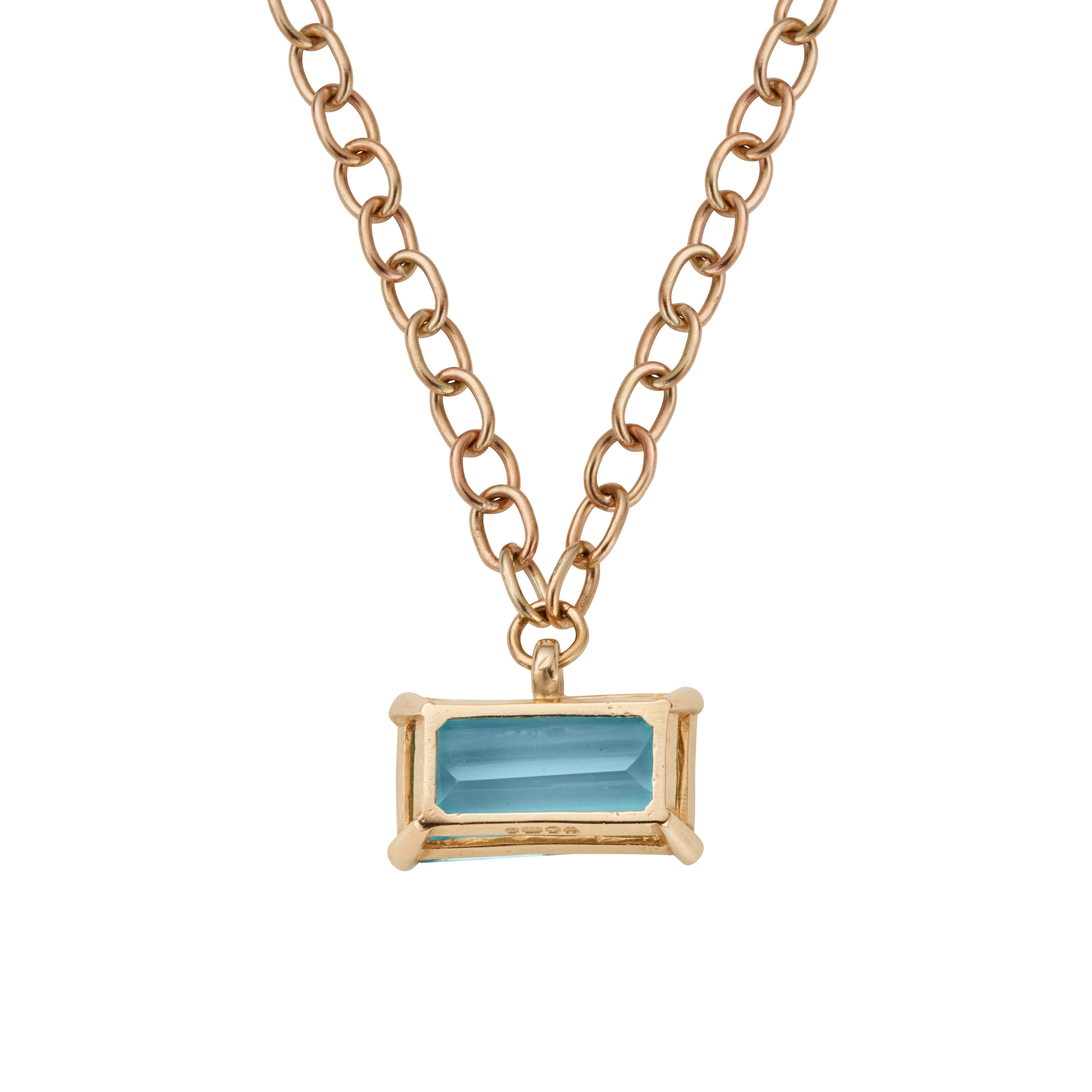 WATER OF THE SEA Gold Rectangle Aquamarine Necklace