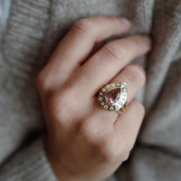 PRIYA Gold Pink Tourmaline & Diamond Ring