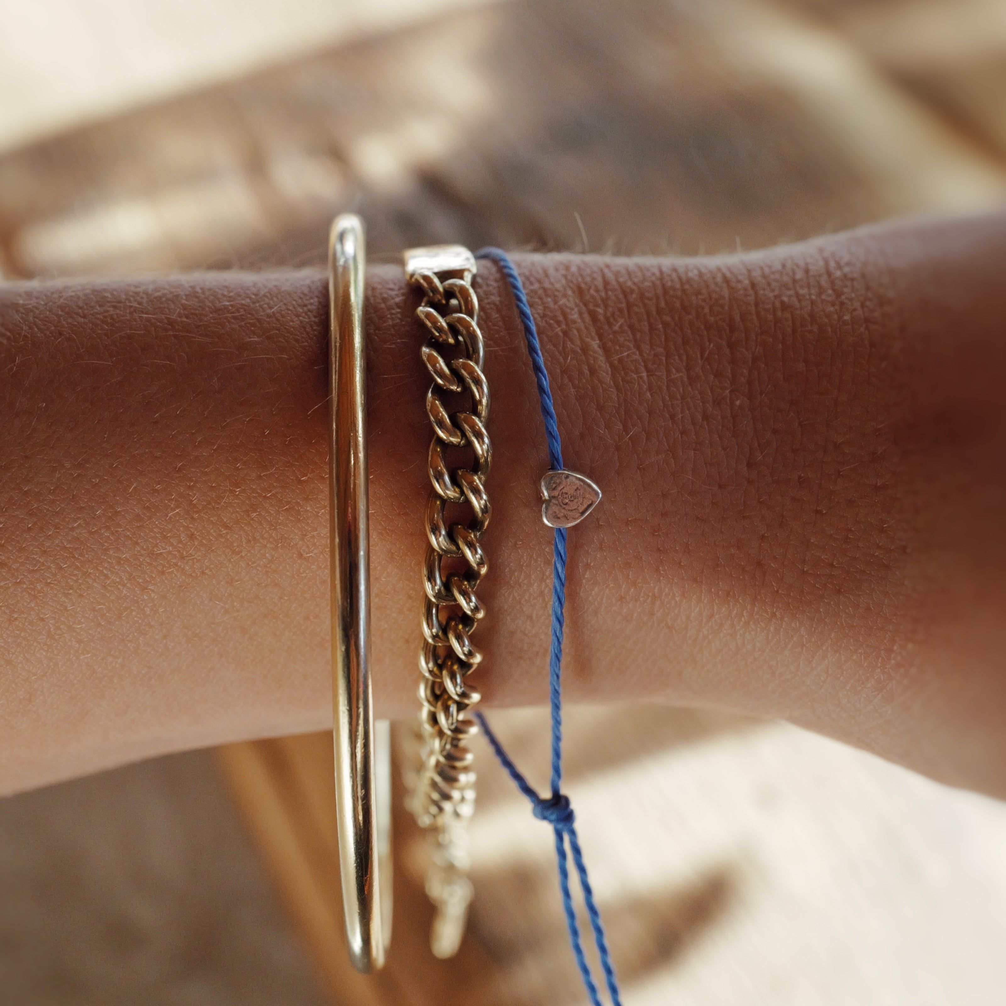 Silver Tiny Heart Cord Bracelet