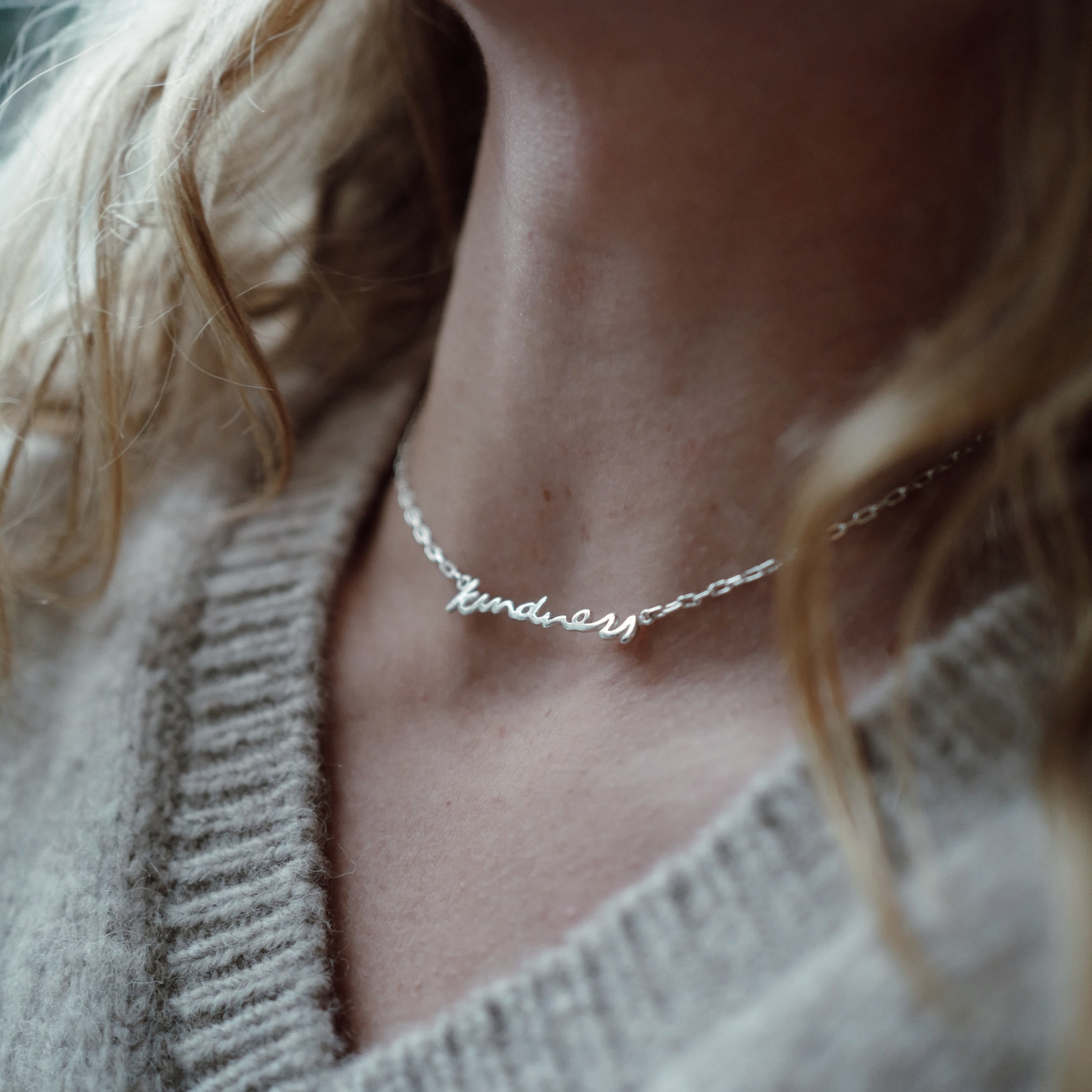 Silver 'Kindness' Affirmation Necklace