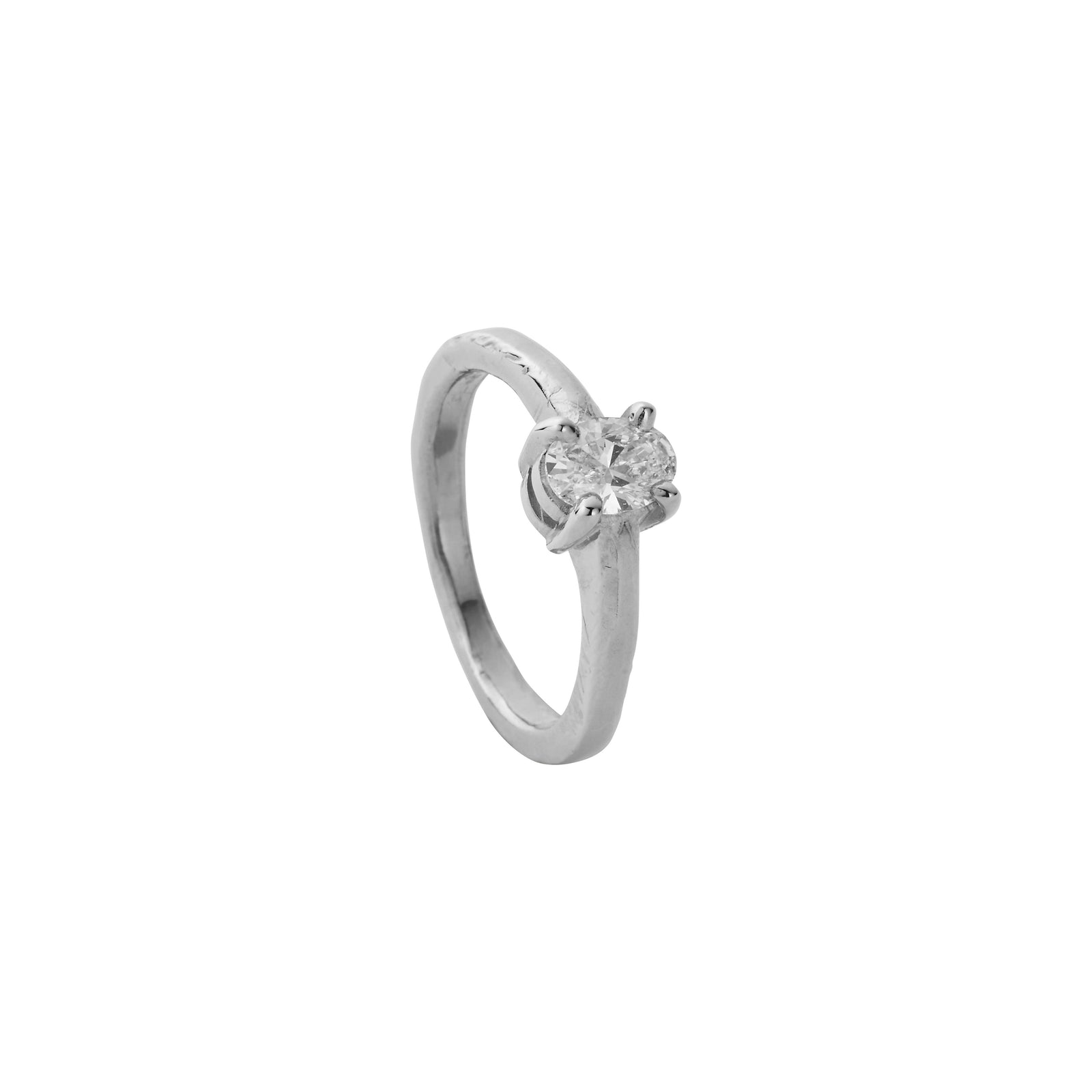'The Story' 18ct White Gold Oval 0.5ct Natural Diamond Claw Engagement Ring