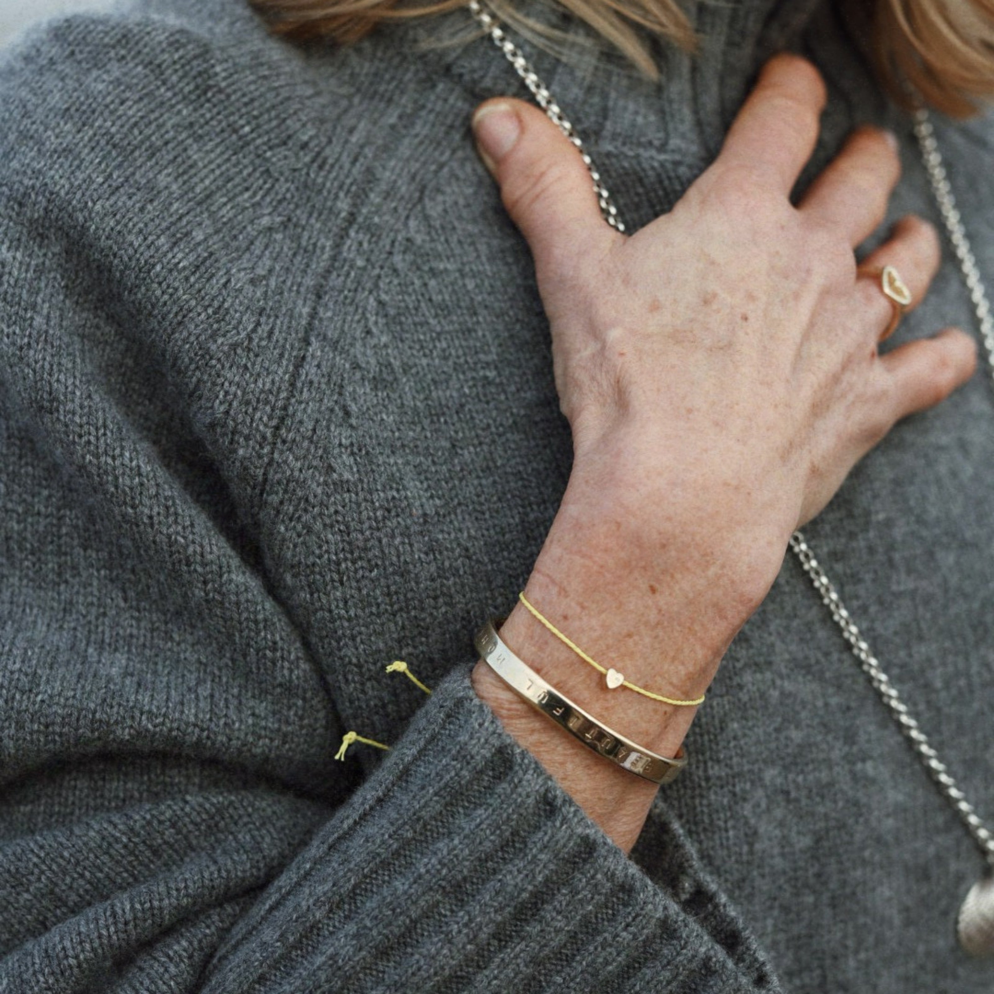 Gold Tiny Heart Cord Bracelet