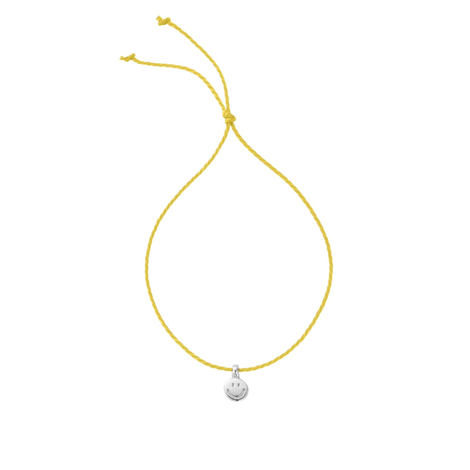 Silver Smiley Face Cord Bracelet