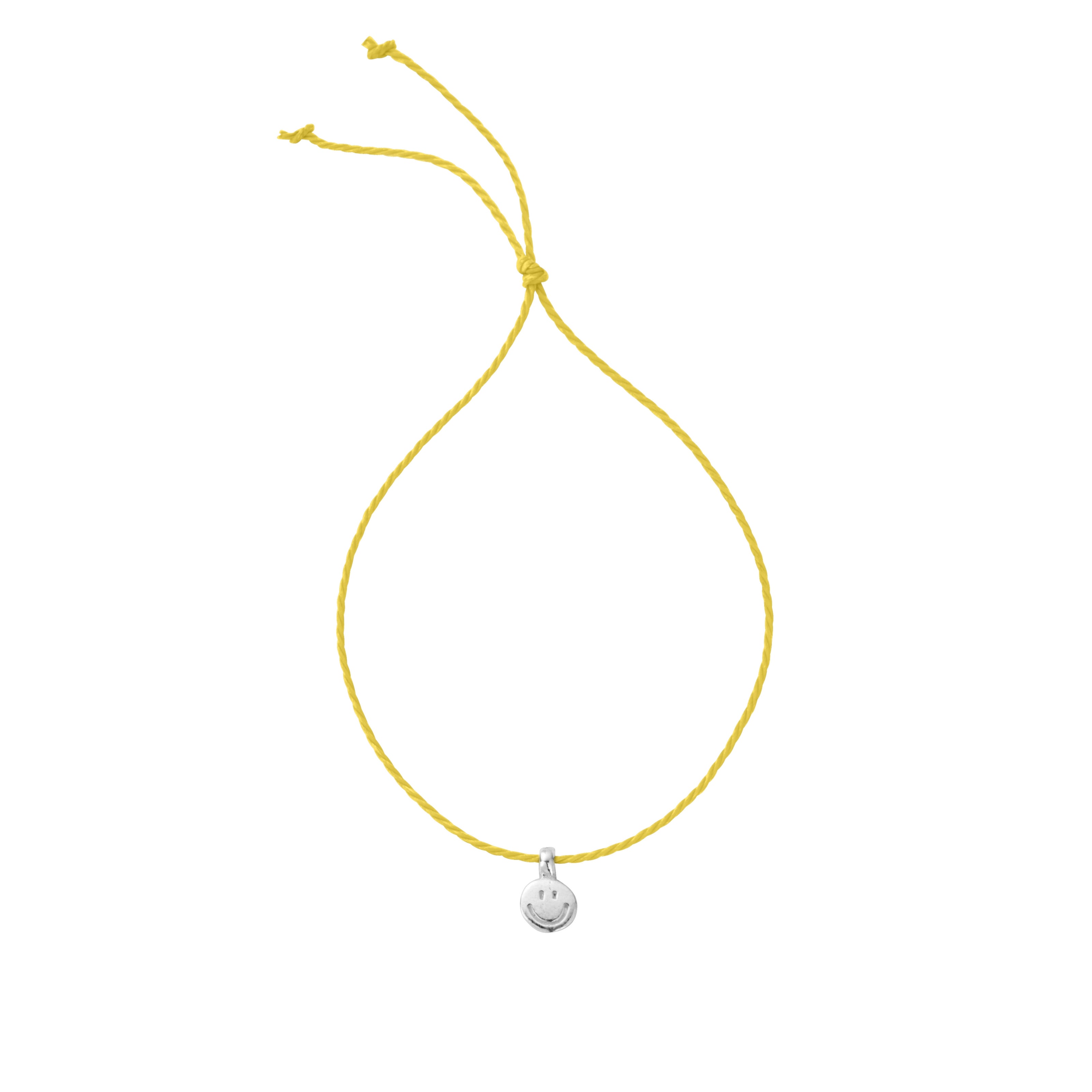 Silver Smiley Face Cord Bracelet
