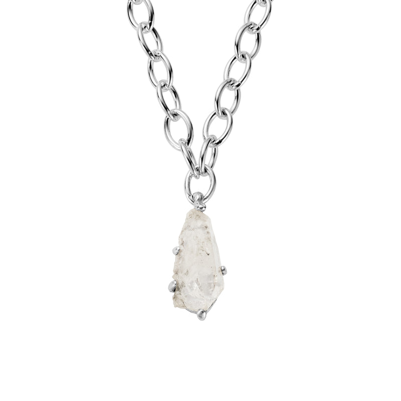 No.27 Silver Rock Crystal Pendant Sylt Chain Necklace