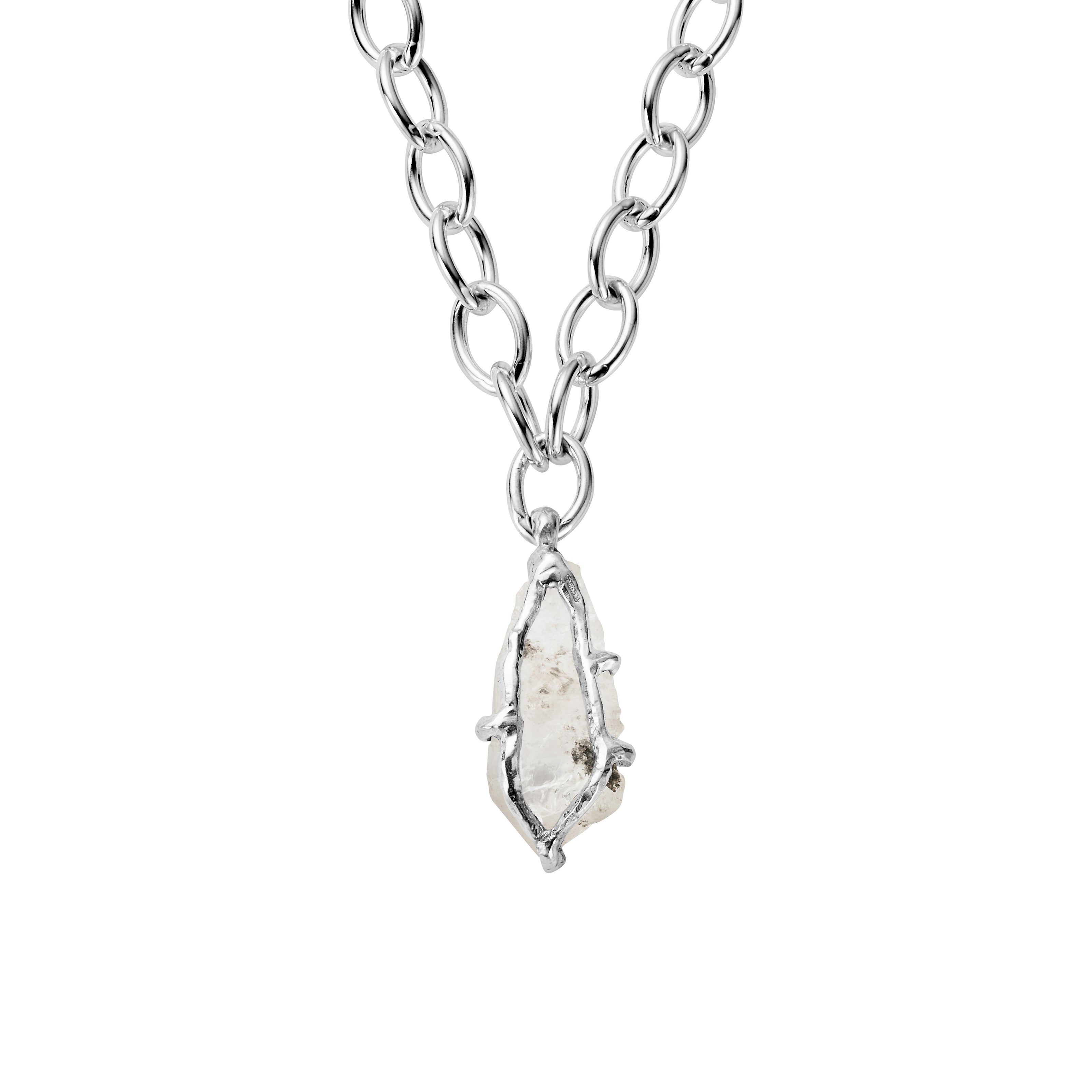 No.27 Silver Rock Crystal Pendant Sylt Chain Necklace