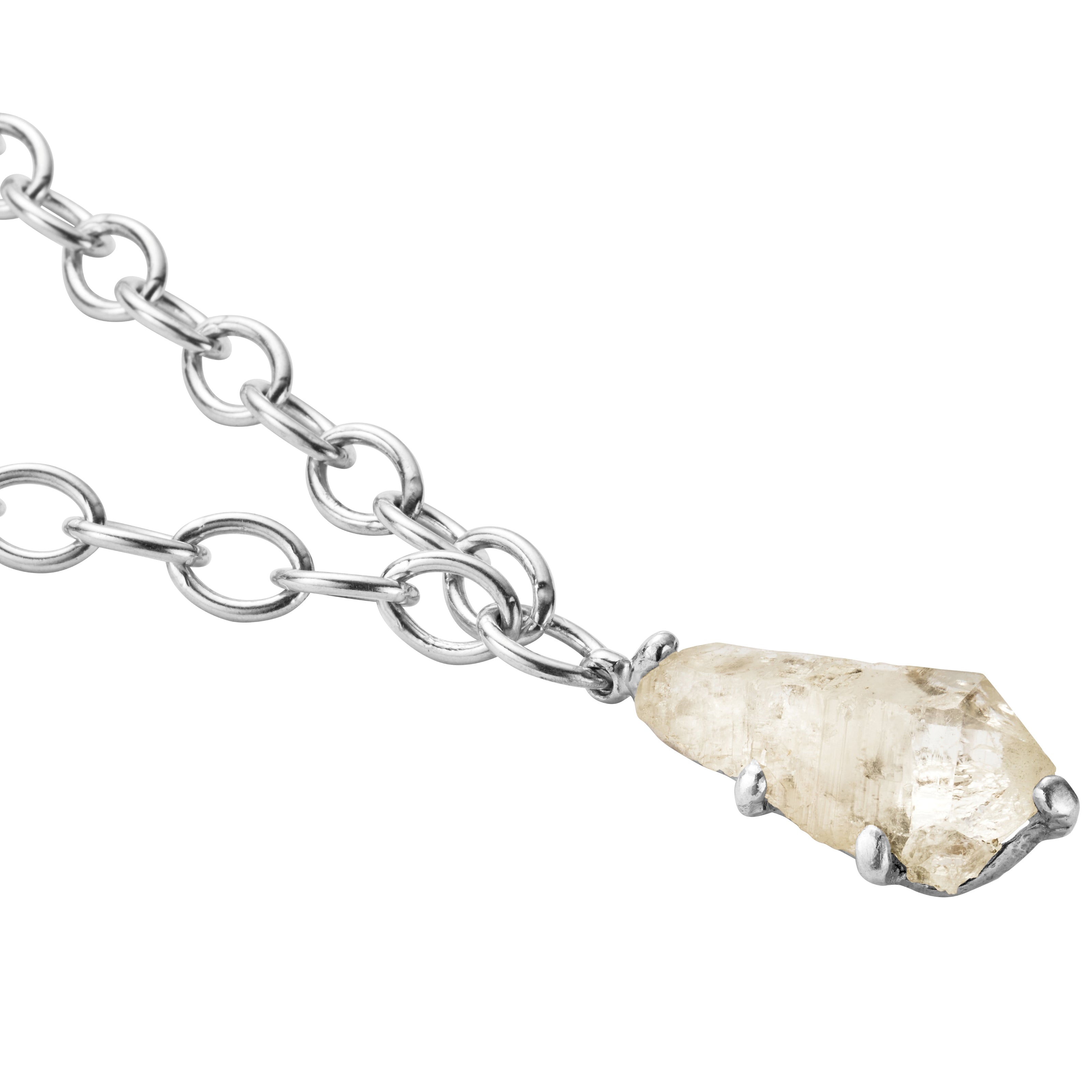 No.27 Silver Rock Crystal Pendant Sylt Chain Necklace