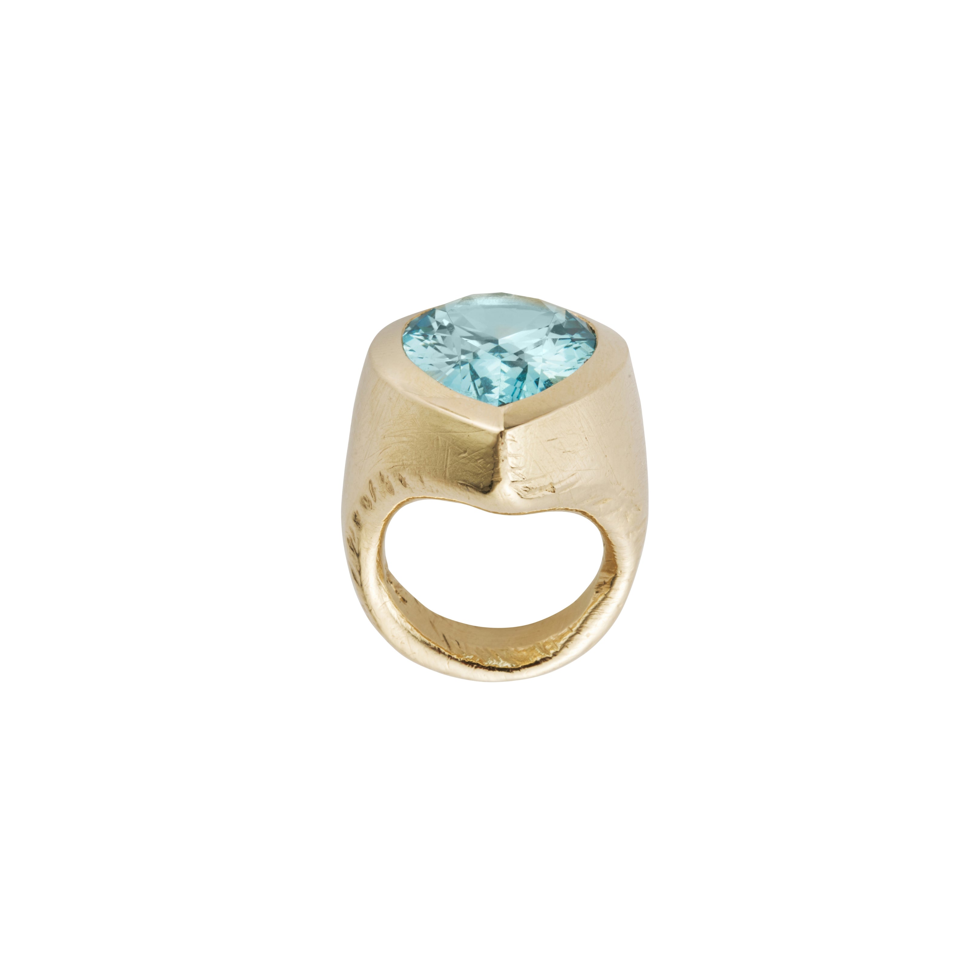 AALTO Gold Aquamarine Pear Signet Ring