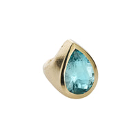 AALTO Gold Aquamarine Pear Signet Ring