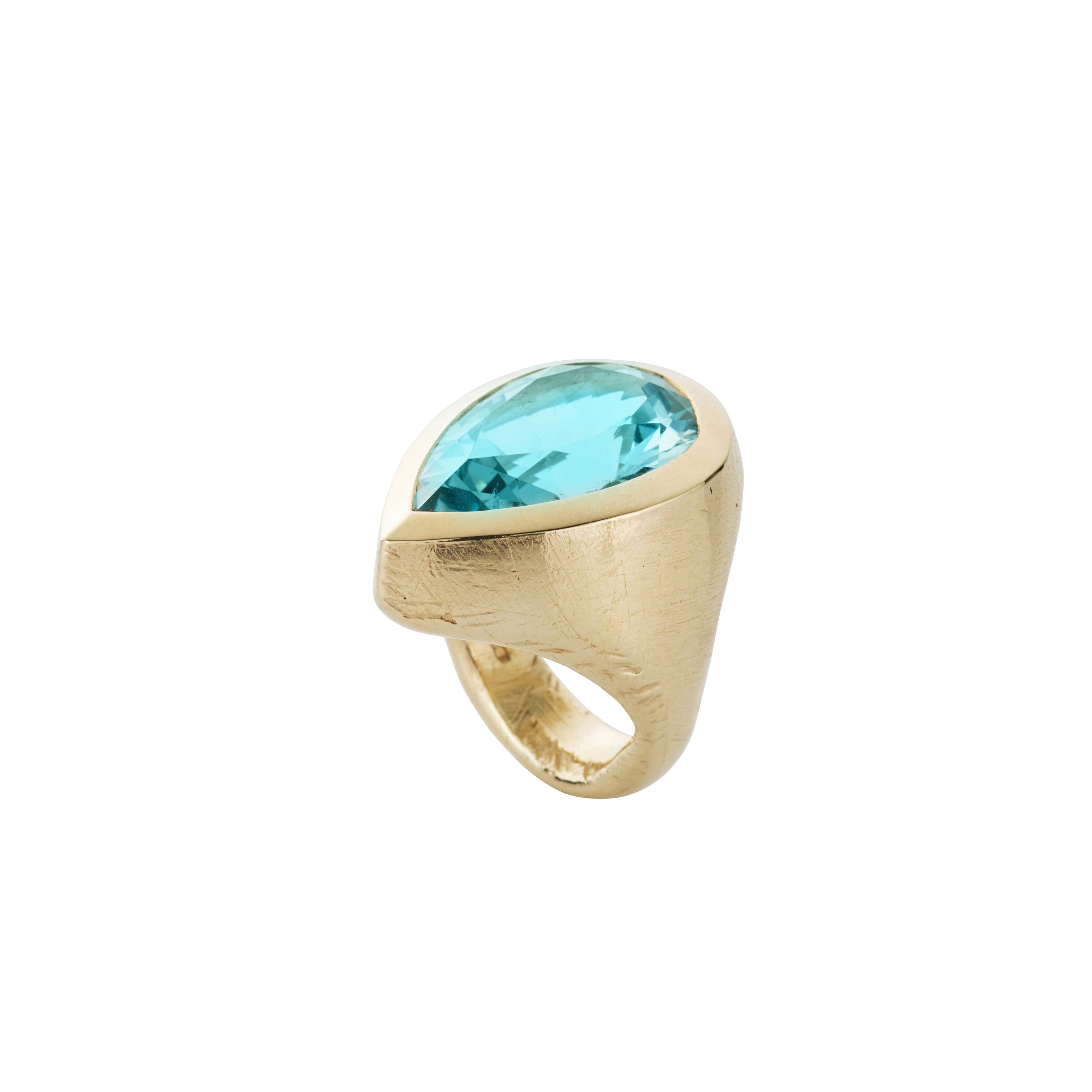 AALTO Gold Aquamarine Pear Signet Ring