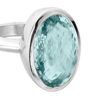 AARNA Silver Aquamarine Ring