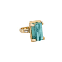 AETHRA Gold Aquamarine & Diamond Claw Ring