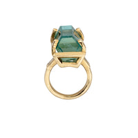 AETHRA Gold Aquamarine & Diamond Claw Ring