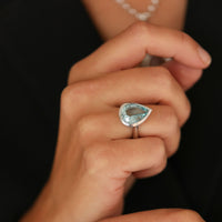 ALDA White Gold Pear Aquamarine Ring