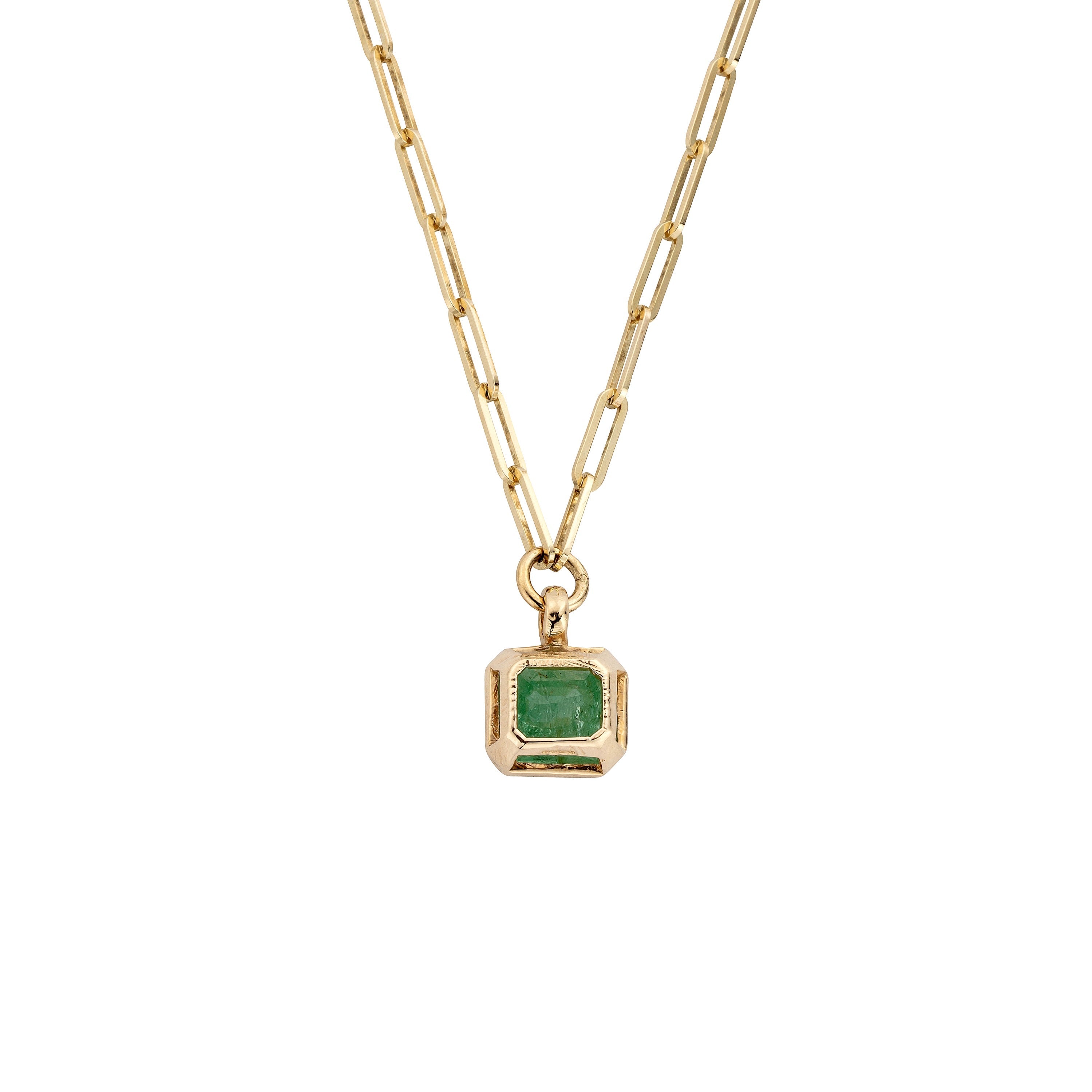 FILIS Gold Emerald Trace Chain Necklace