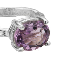 Silver Amethyst Claw Ring