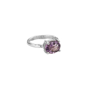 Silver Amethyst Claw Ring