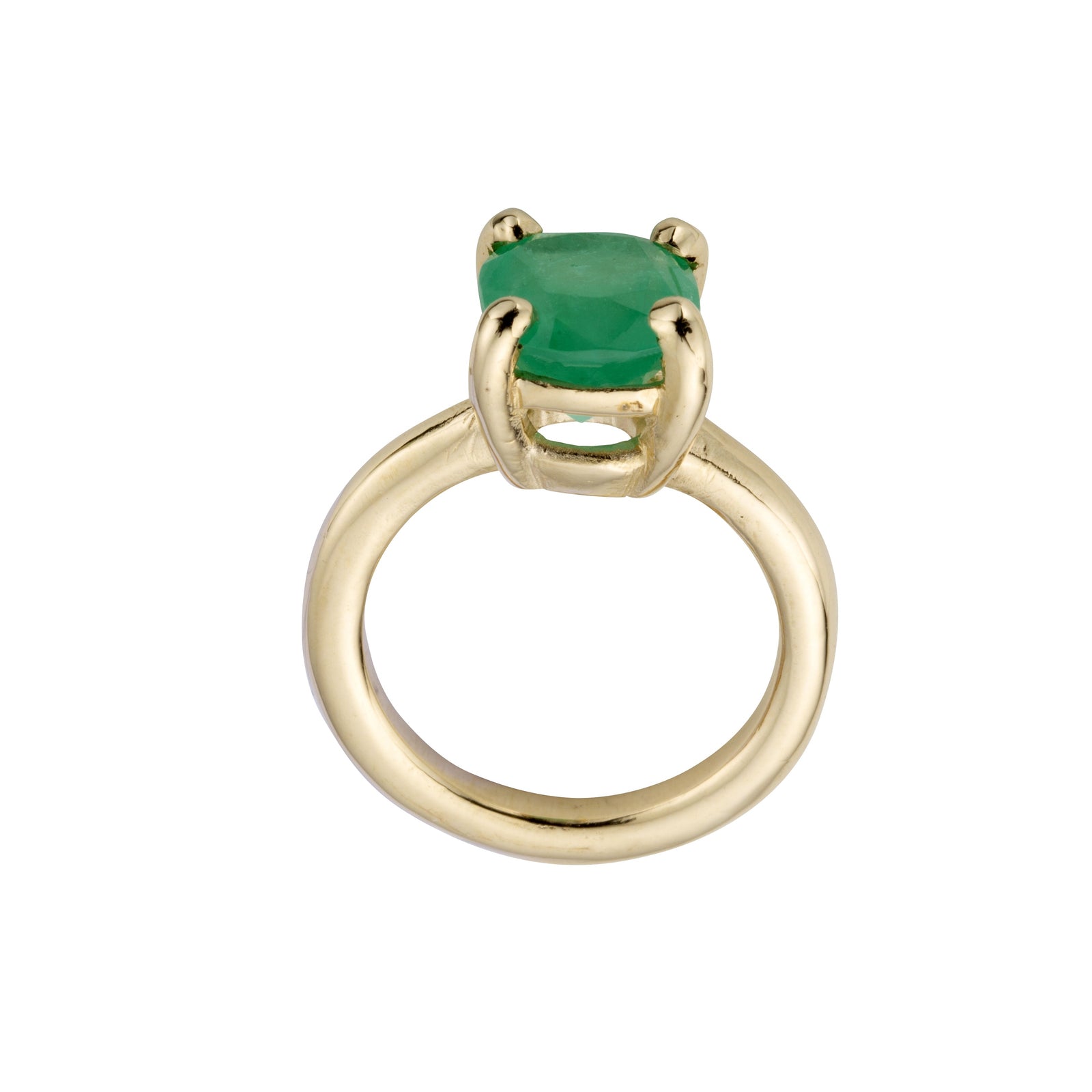 AMIRA Gold Emerald Oval Claw Ring