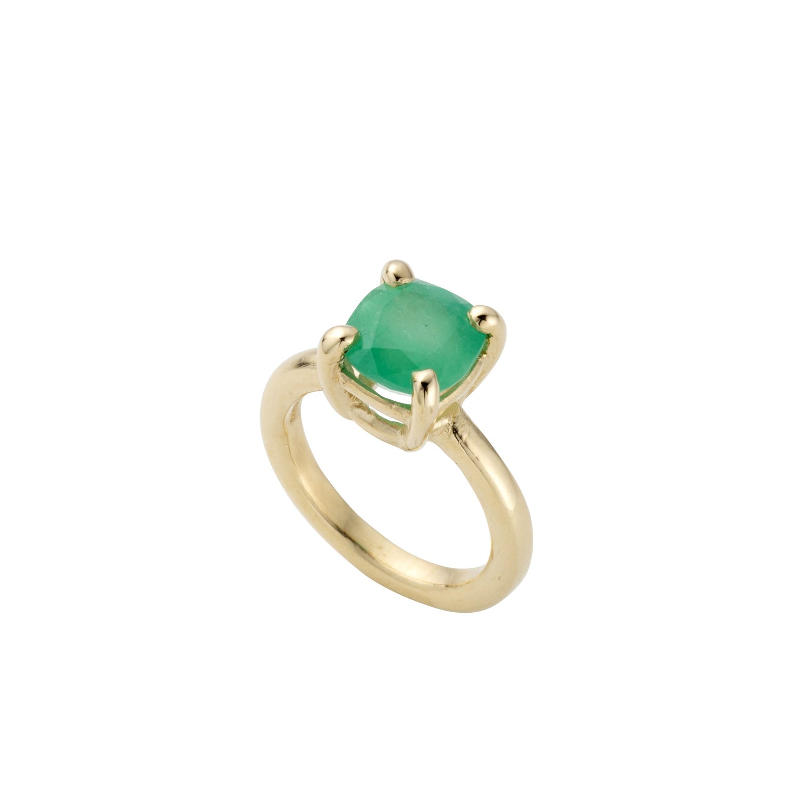 AMIRA Gold Emerald Oval Claw Ring