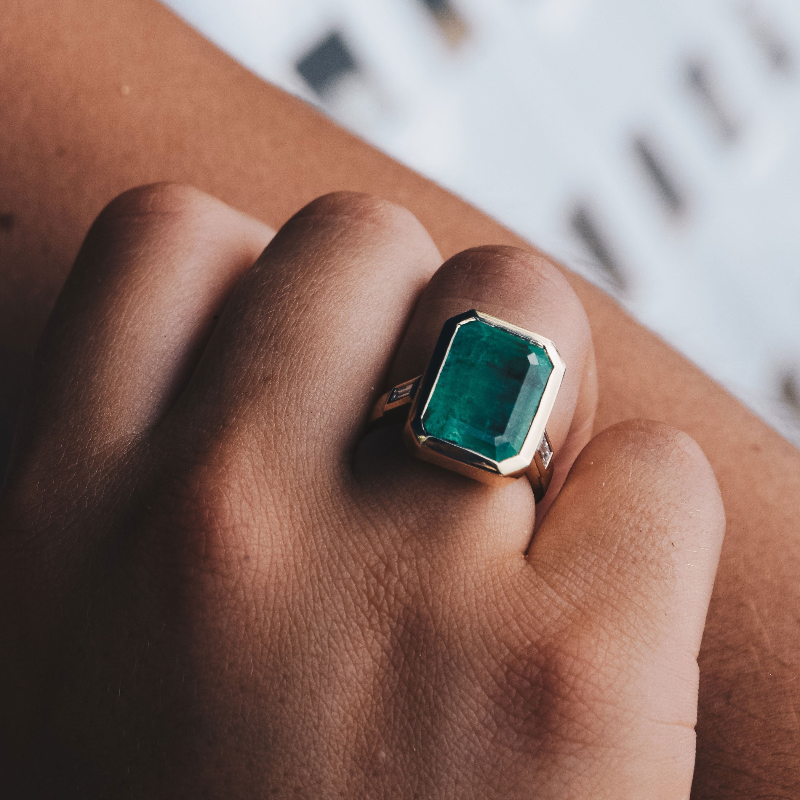 ANASTASIA Gold Emerald & Diamond Ring