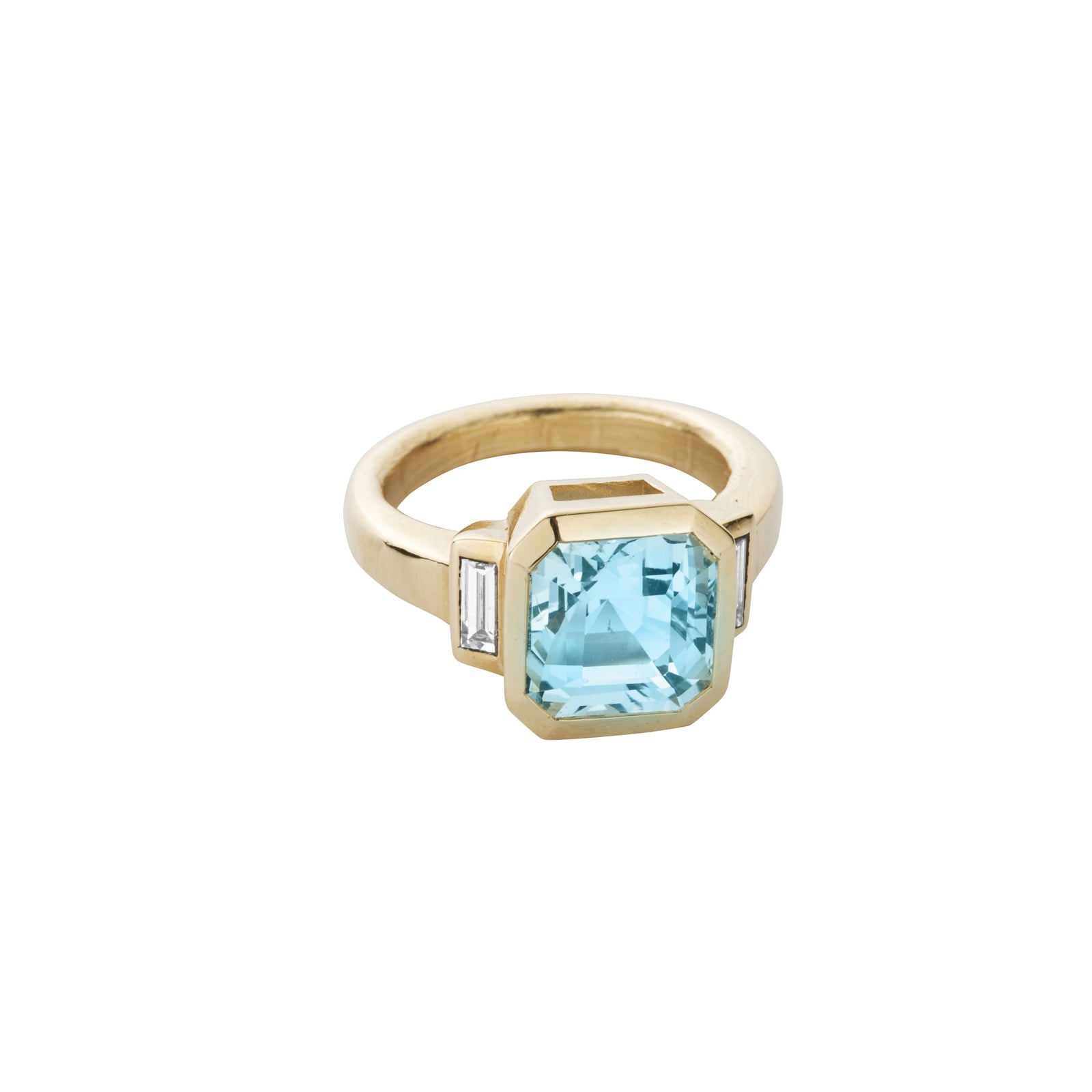 AZURA Gold Zimbaqua Aquamarine & Diamond Ring