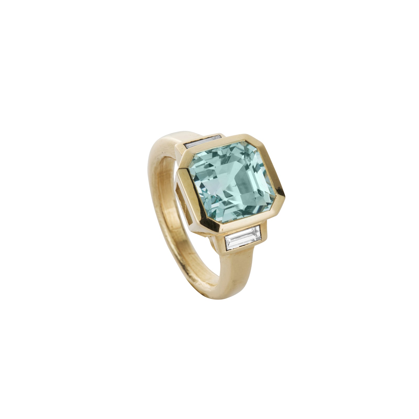 AZURA Gold Zimbaqua Aquamarine & Diamond Ring