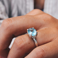 Silver Blue Topaz Claw Ring