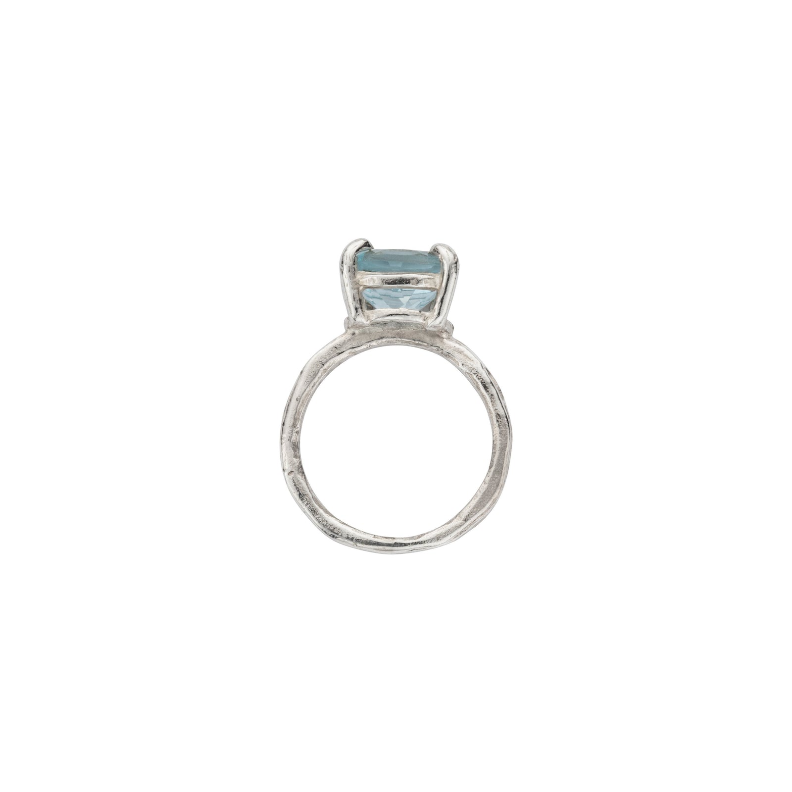 Silver Blue Topaz Claw Ring