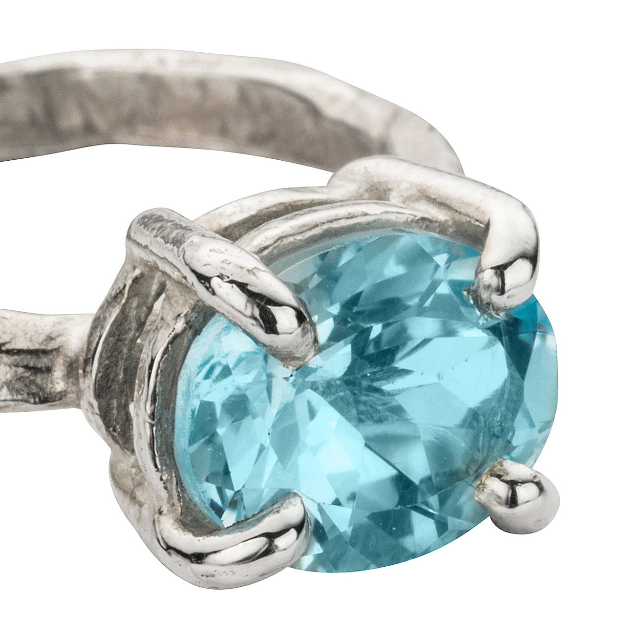 Silver Blue Topaz Claw Ring