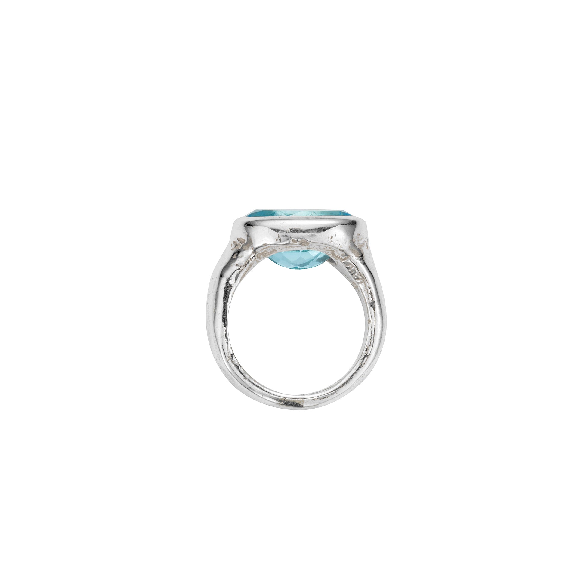 Big, Bold, Dramatic Handmade Faceted Gemstone Blue offers Topaz and Sterling Silver Ring. Size - 6 3/4. 7 1/4.