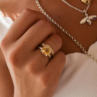 Silver Citrine Claw Ring