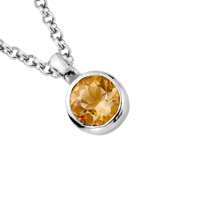Silver Citrine Baby Treasure Necklace