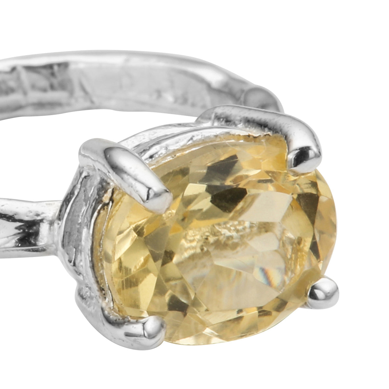 Silver Citrine Claw Ring