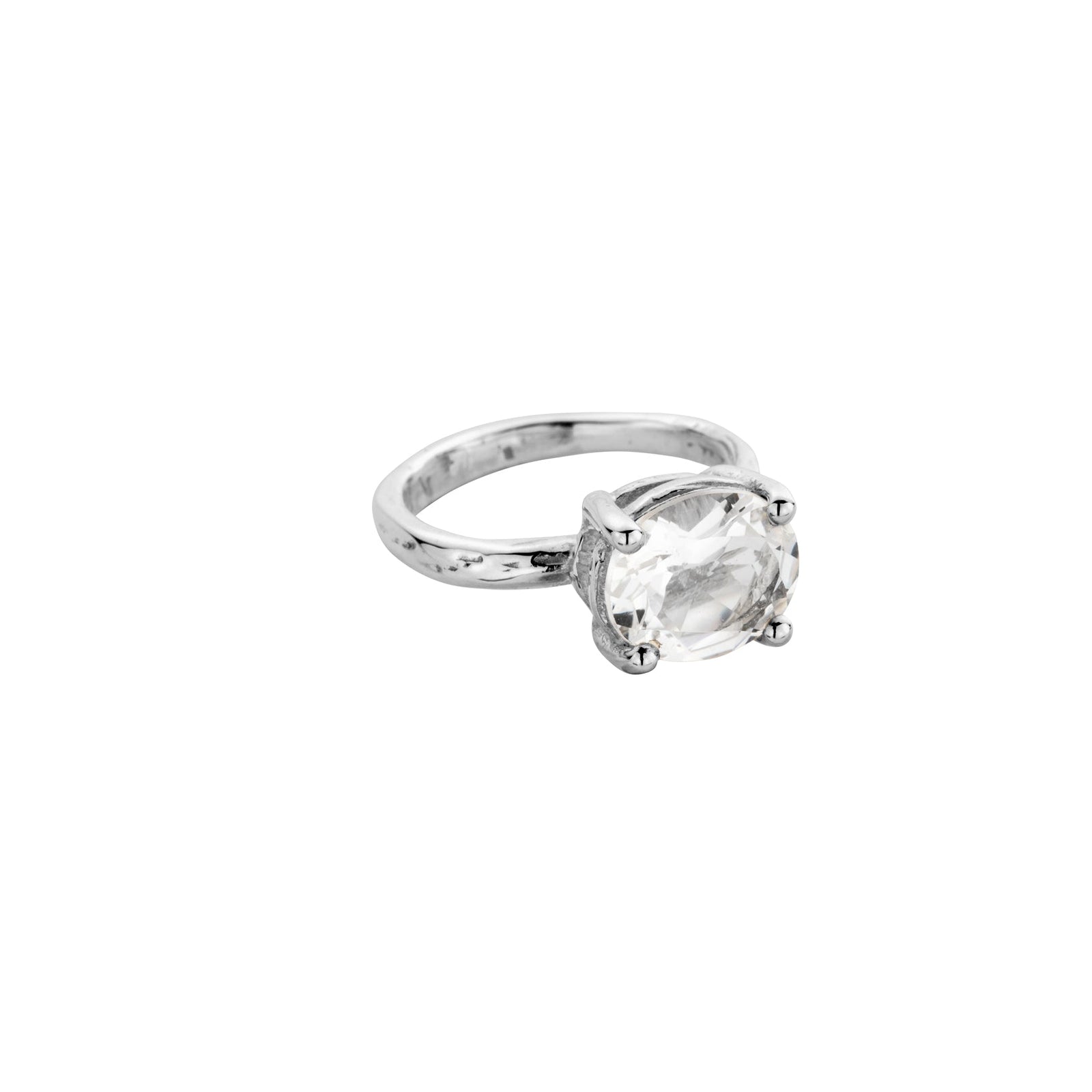 Silver Clear Quartz Claw Ring