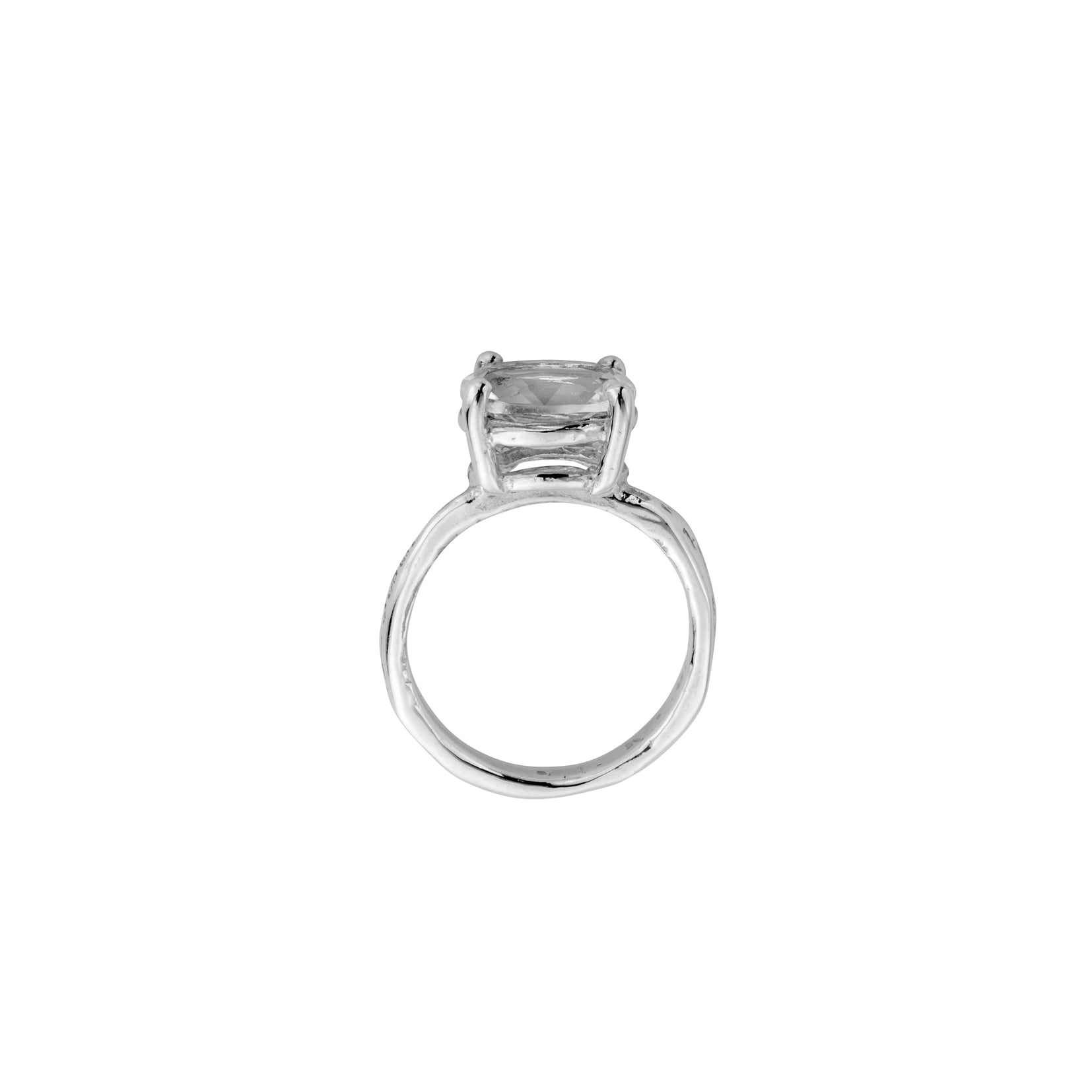 Silver Clear Quartz Claw Ring