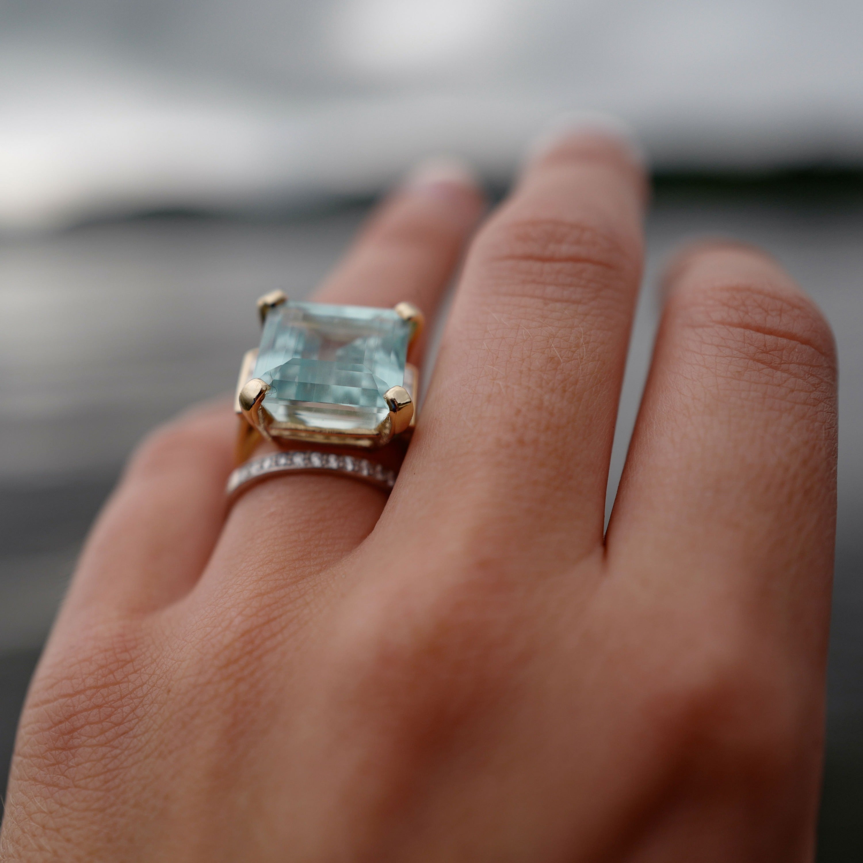 CORDELIA Gold Aquamarine & Diamond Ring