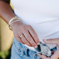 Gold Green Quartz Baby Treasure Ring