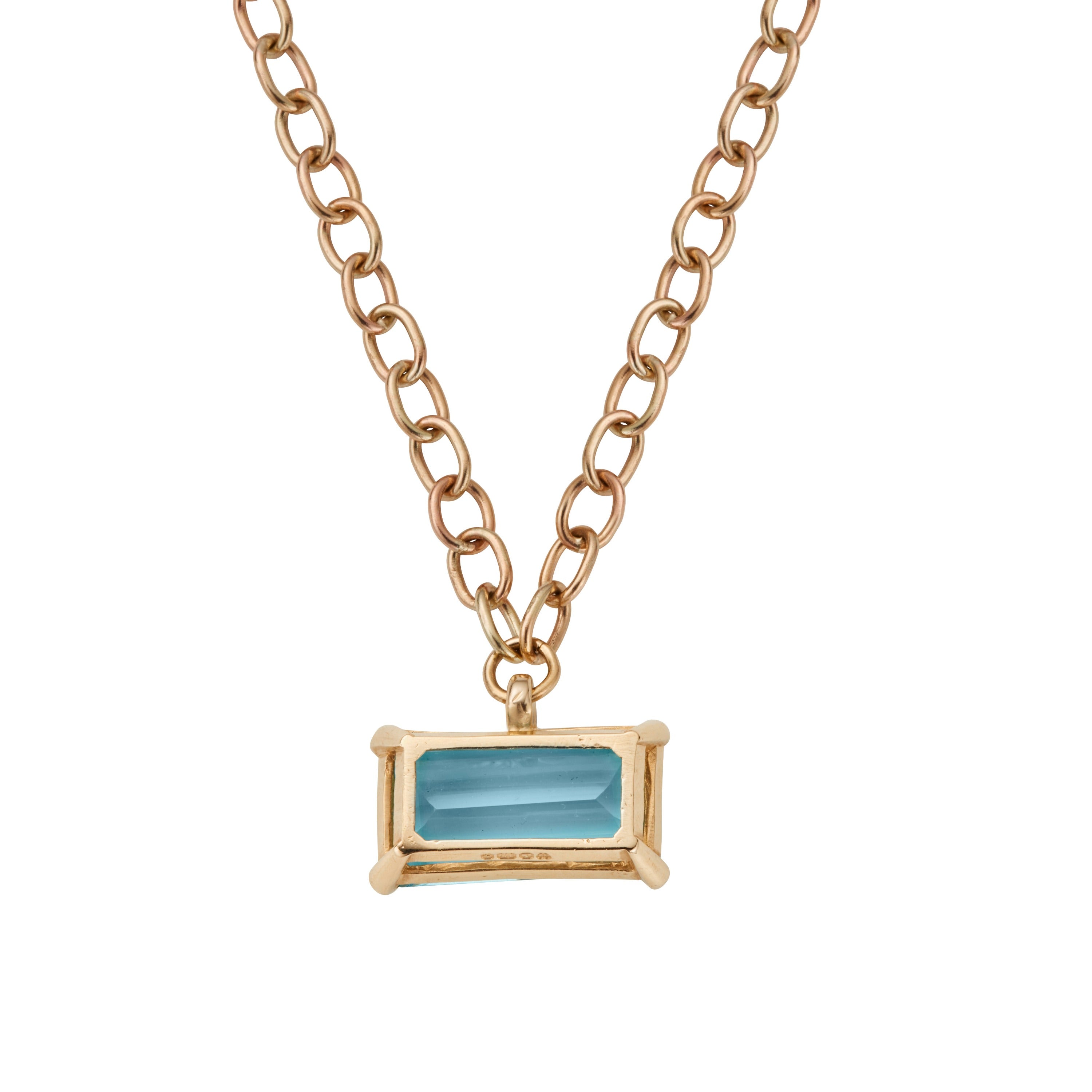 WATER OF THE SEA Gold Rectangle Aquamarine Necklace