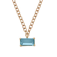 WATER OF THE SEA Gold Rectangle Aquamarine Necklace