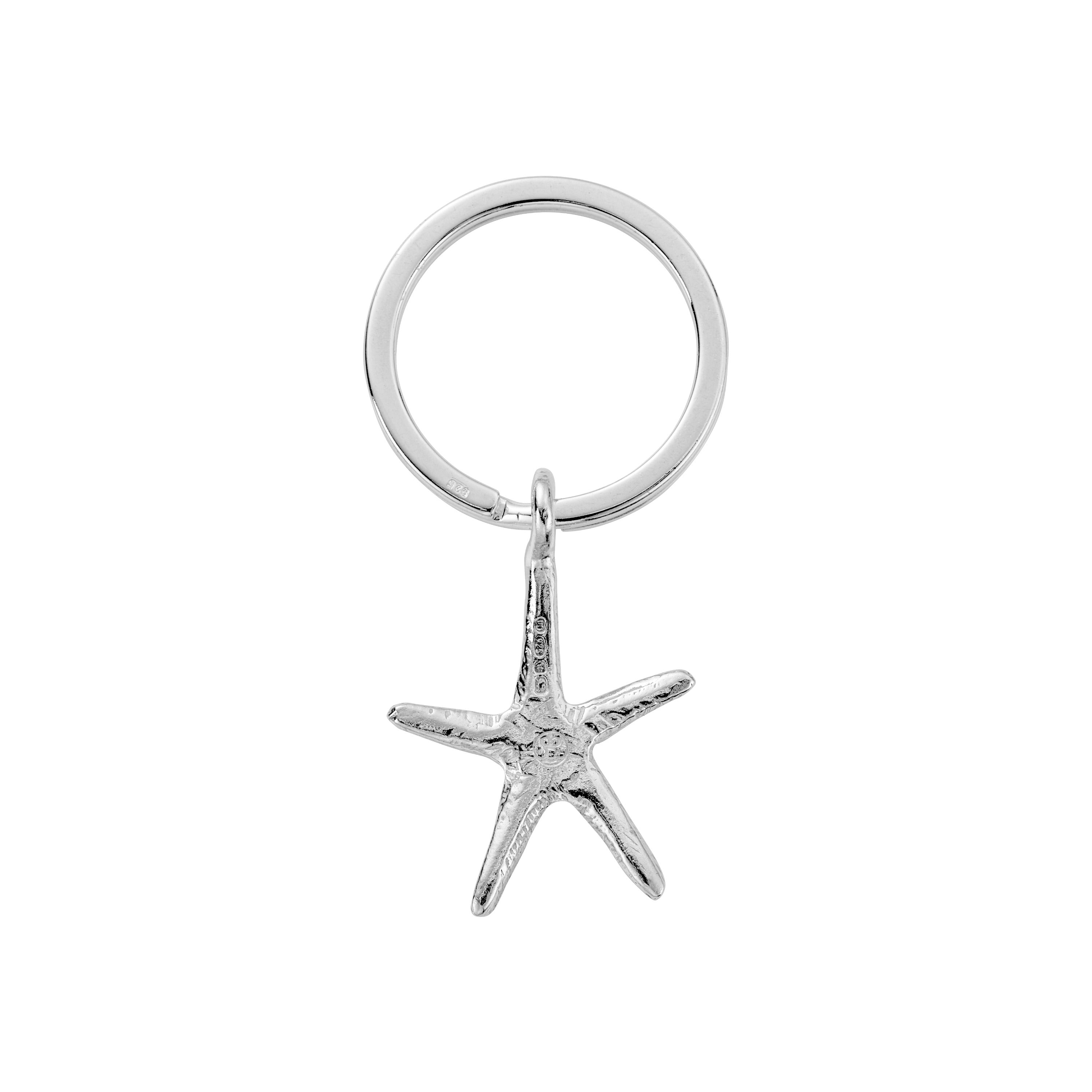 Silver Large Starfish Key Ring