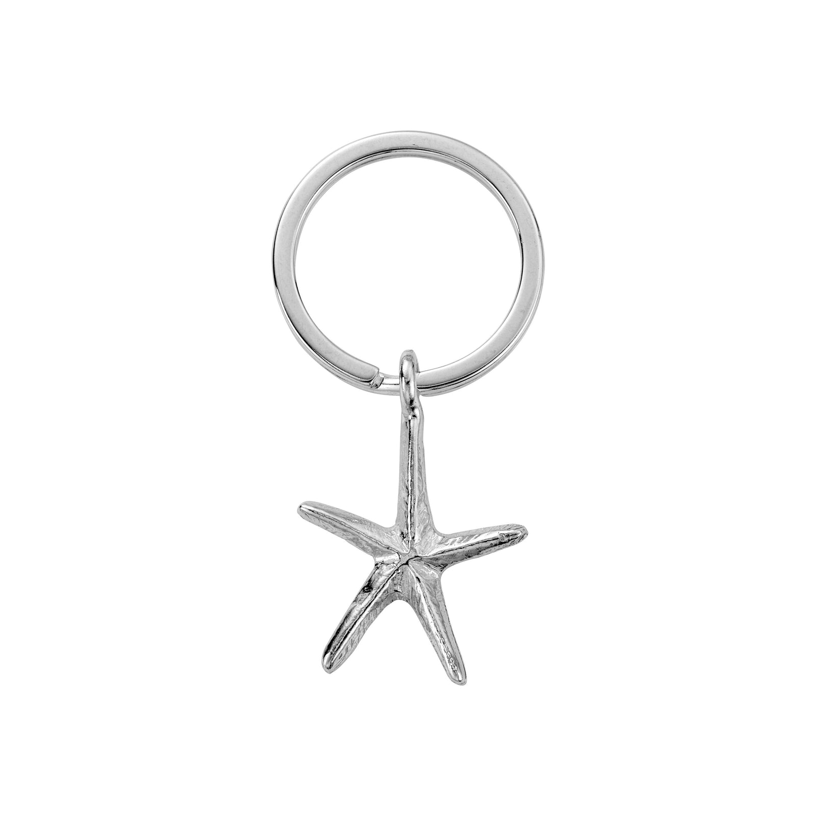 Silver Large Starfish Key Ring