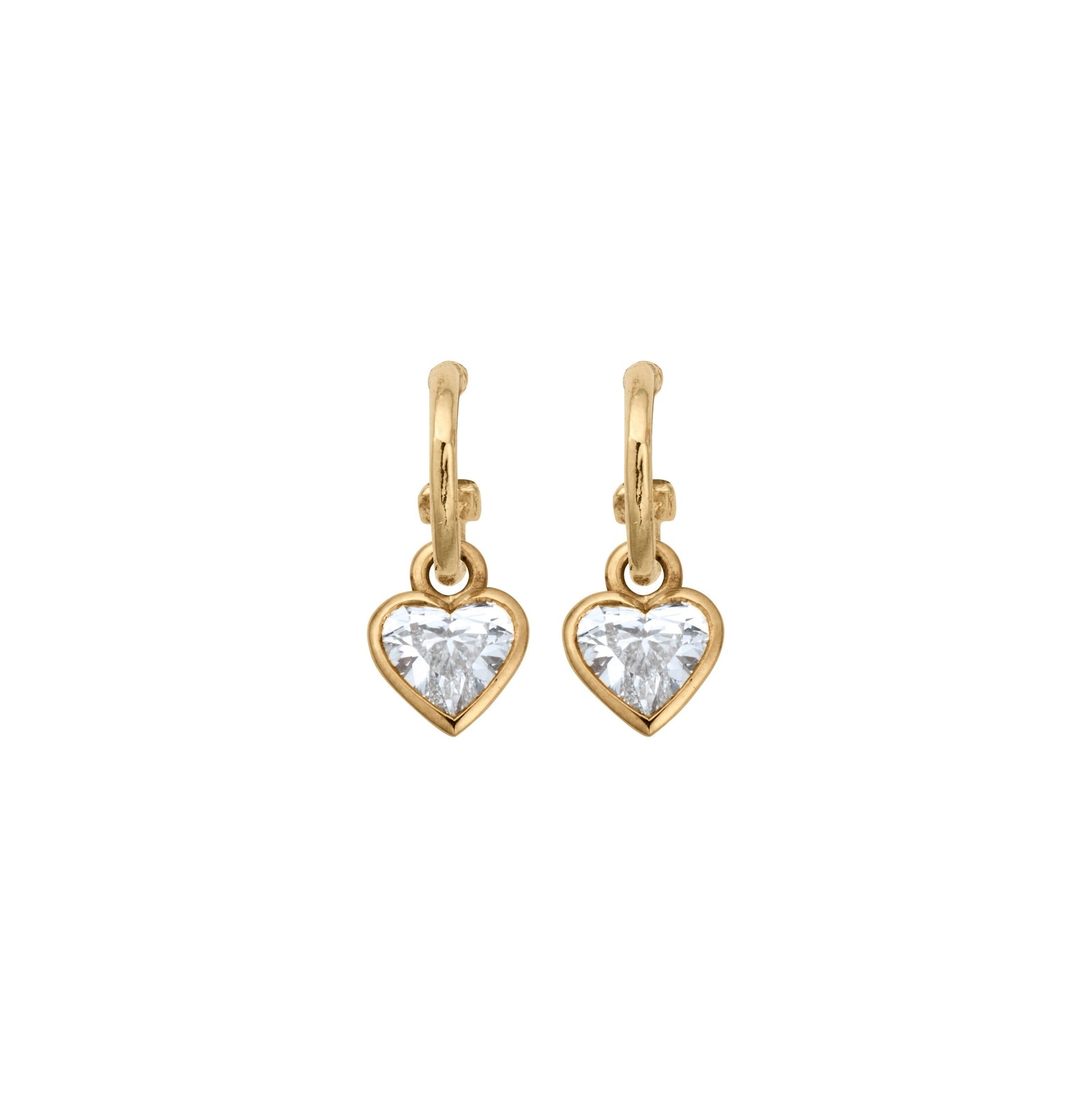 APHRODITE Diamond Heart Earring Charms with Gold Tiny Cupid Hoops