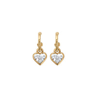 APHRODITE Diamond Heart Earring Charms with Gold Tiny Cupid Hoops