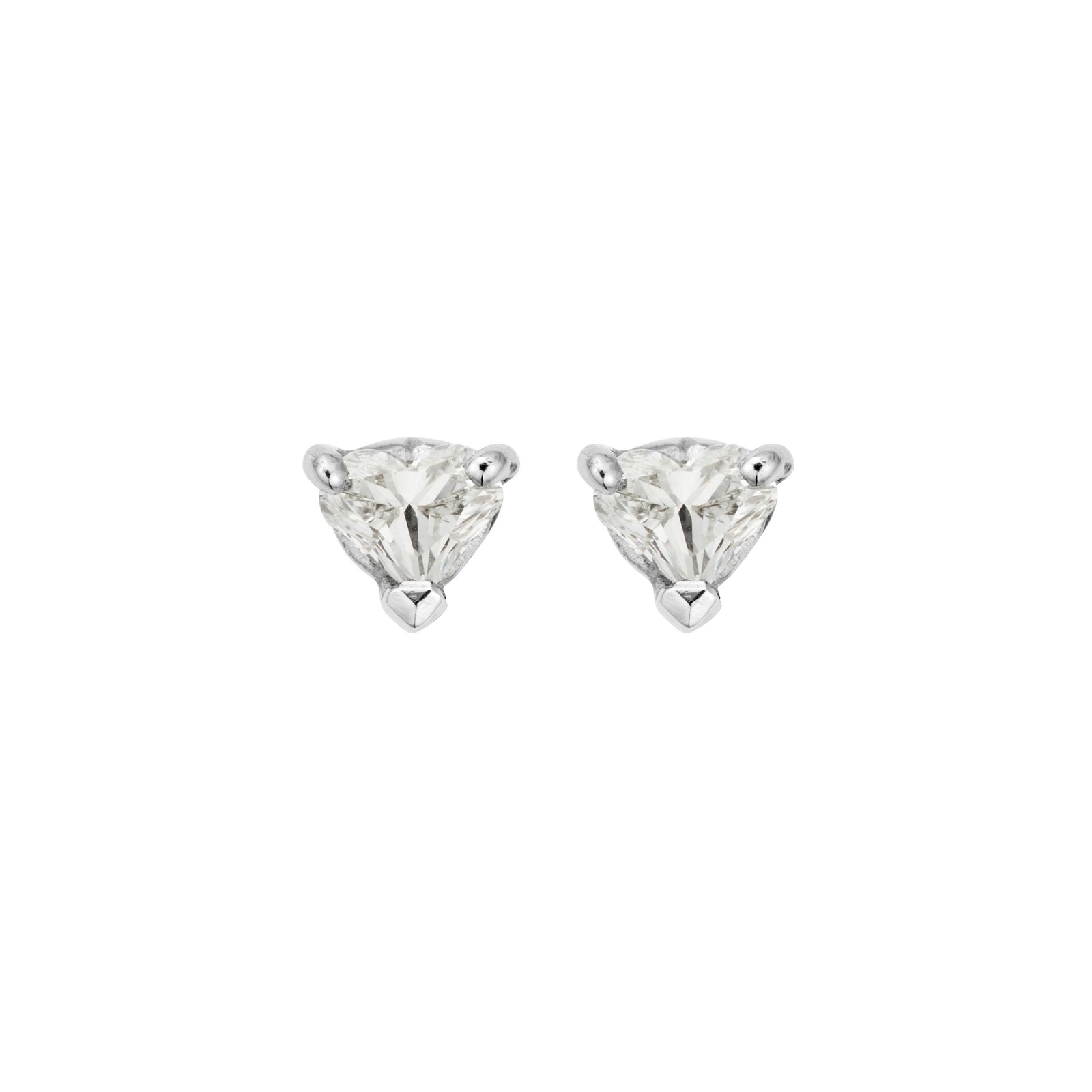 White Gold Diamond Heart Claw Stud Earrings