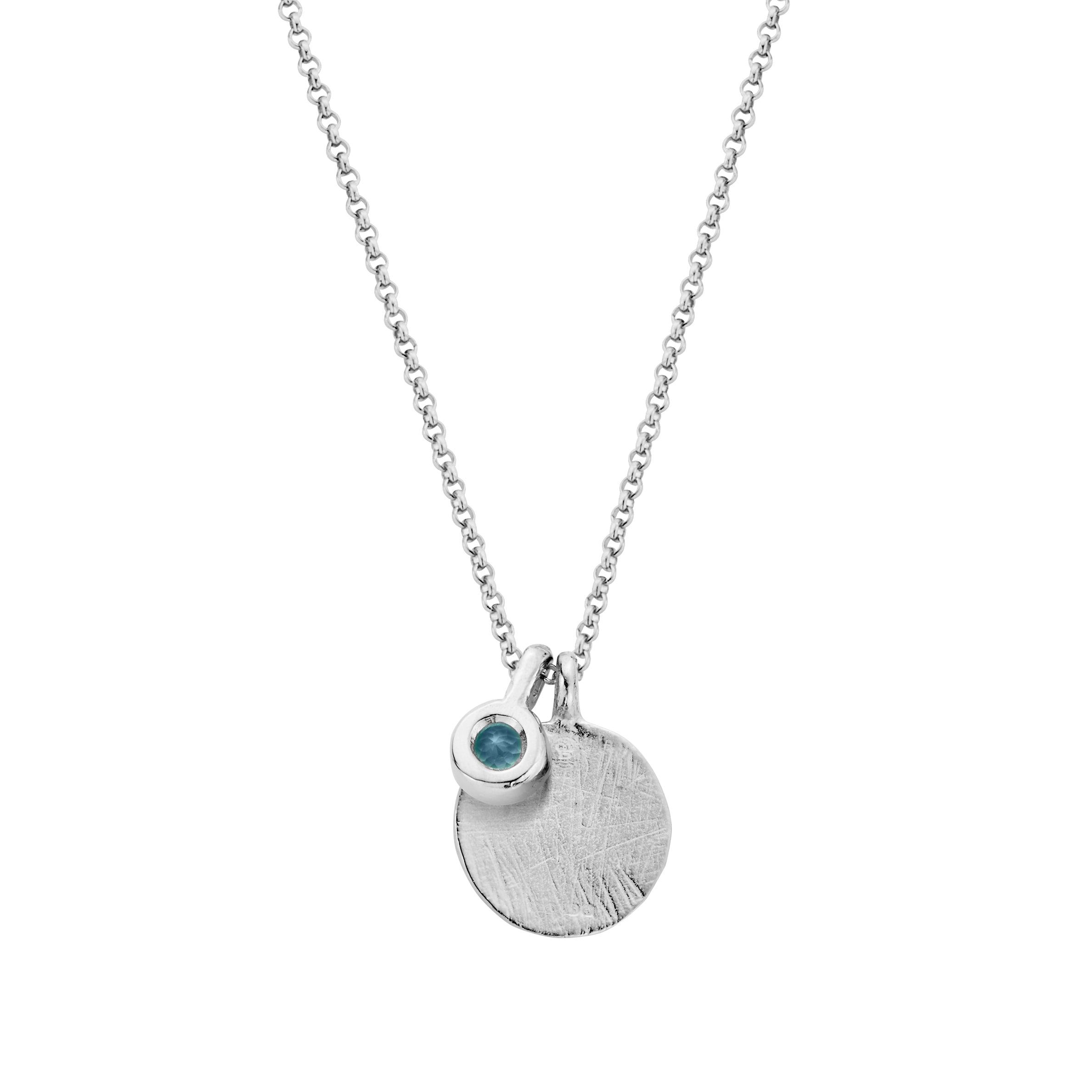 Silver Blue Topaz Moon & Stone Necklace